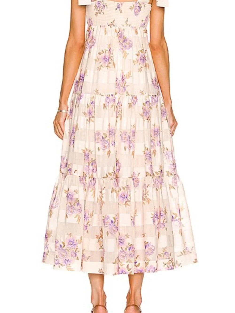 Zimmermann Cream Maxi Dress Rosa Lavender Floral striped picnic - Picture 2 of 8
